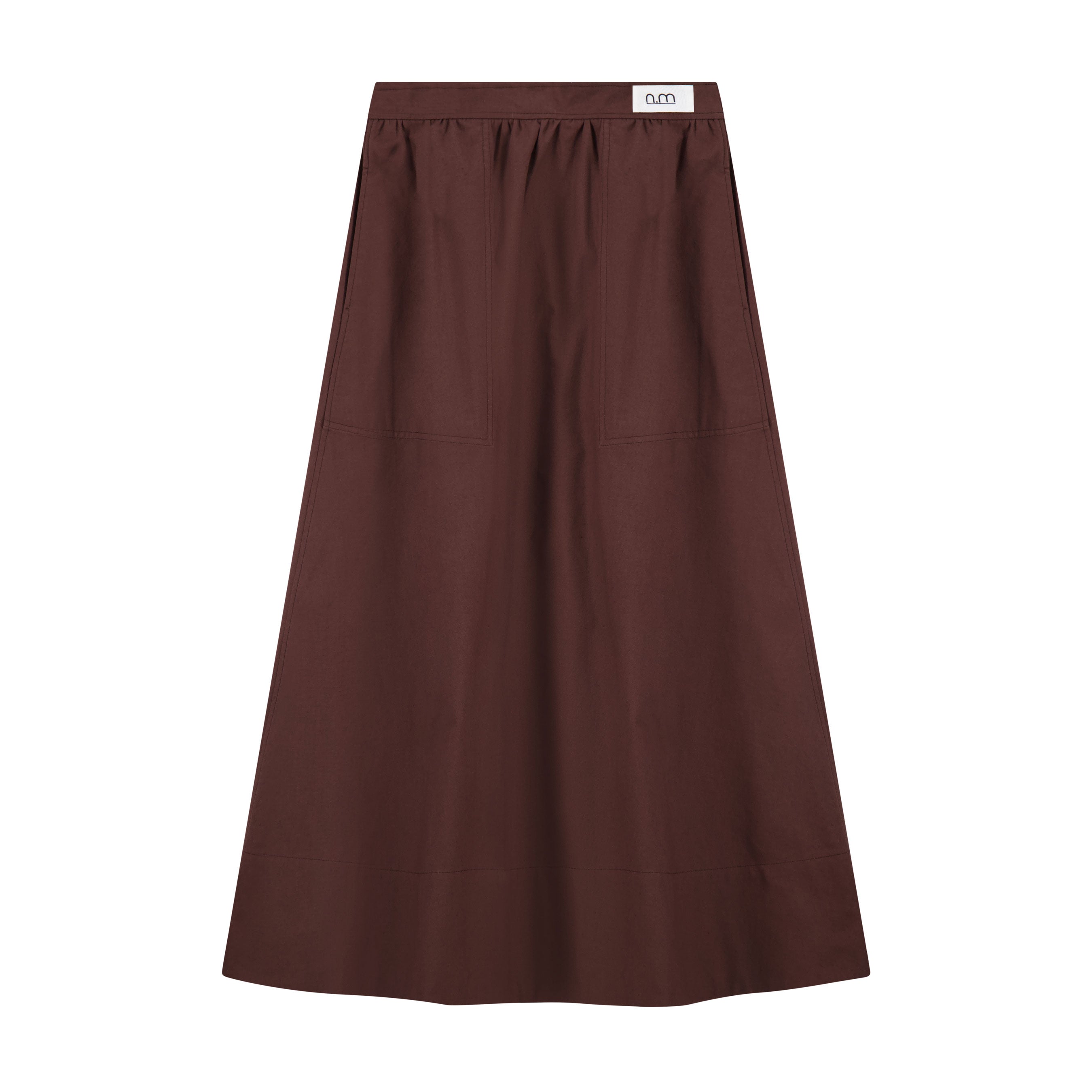 Cotton Gathered Skirt - Brown
