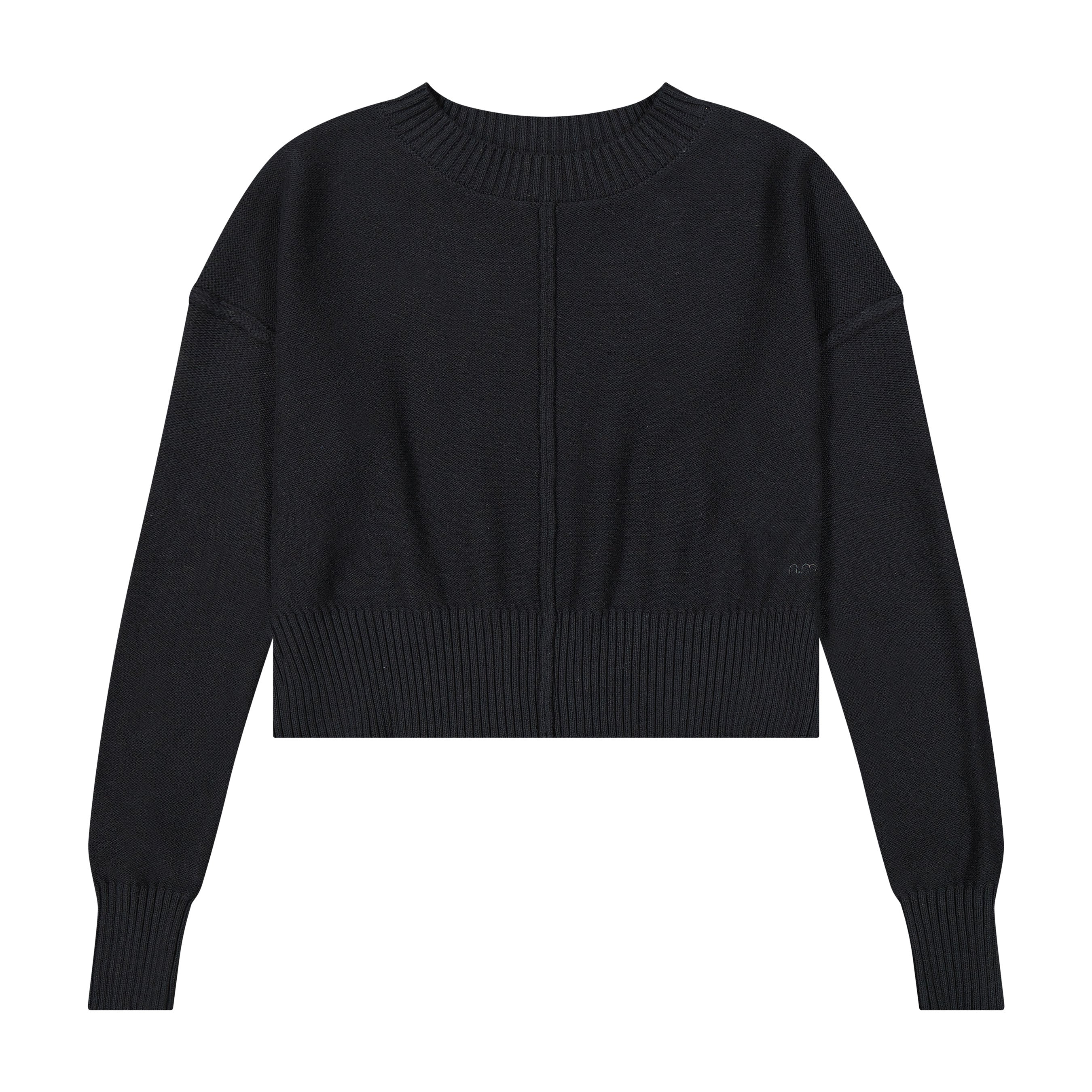 Crewneck Seamed Sweater - Black
