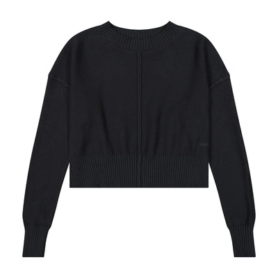 Crewneck Seamed Sweater - Black