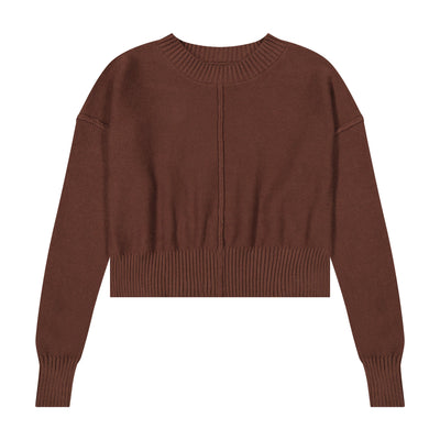 Crewneck Seamed Sweater - Brown