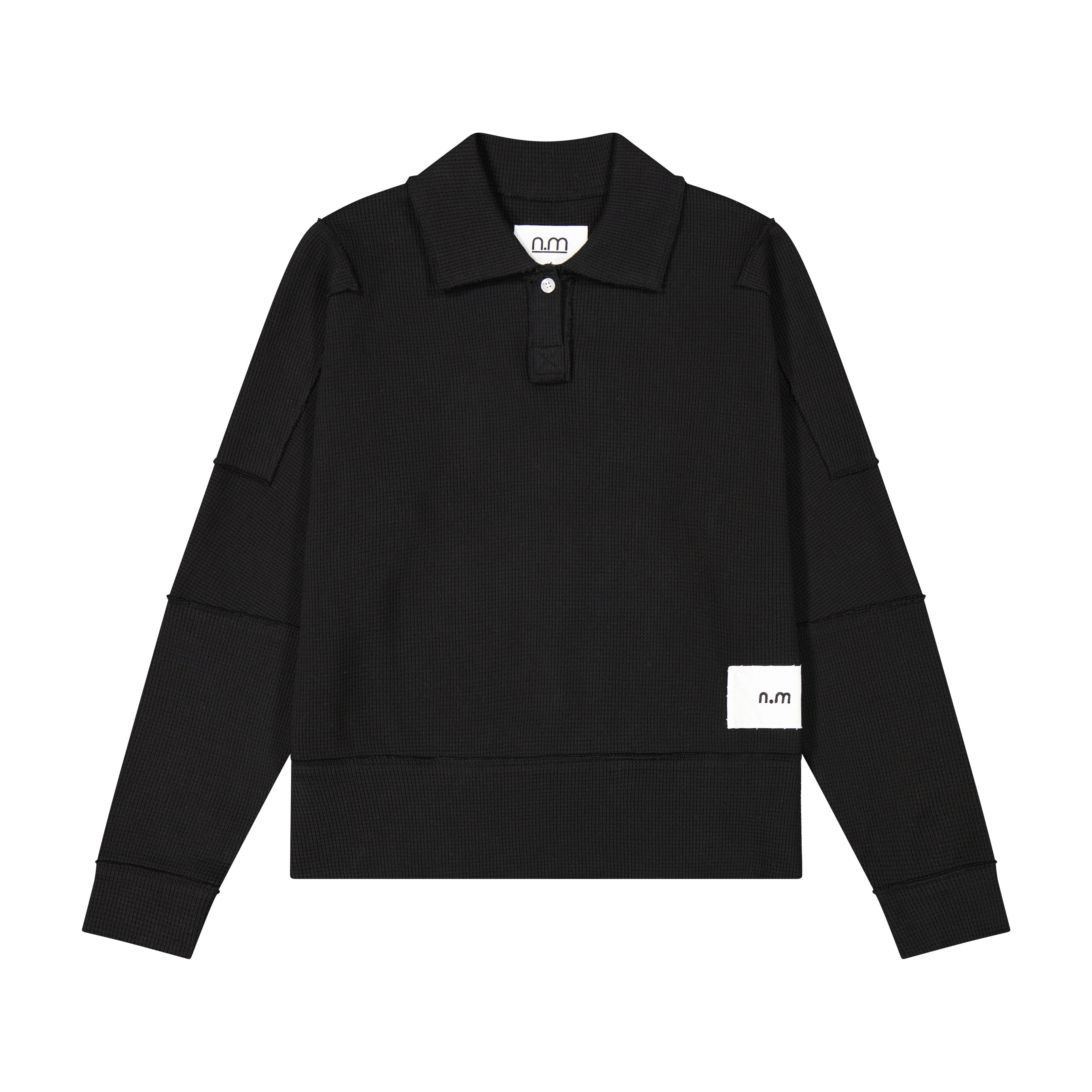 Waffle Polo Shirt - Black