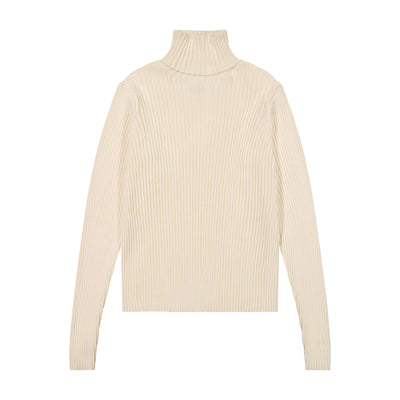Ribbed Knit Turtleneck - Ivory