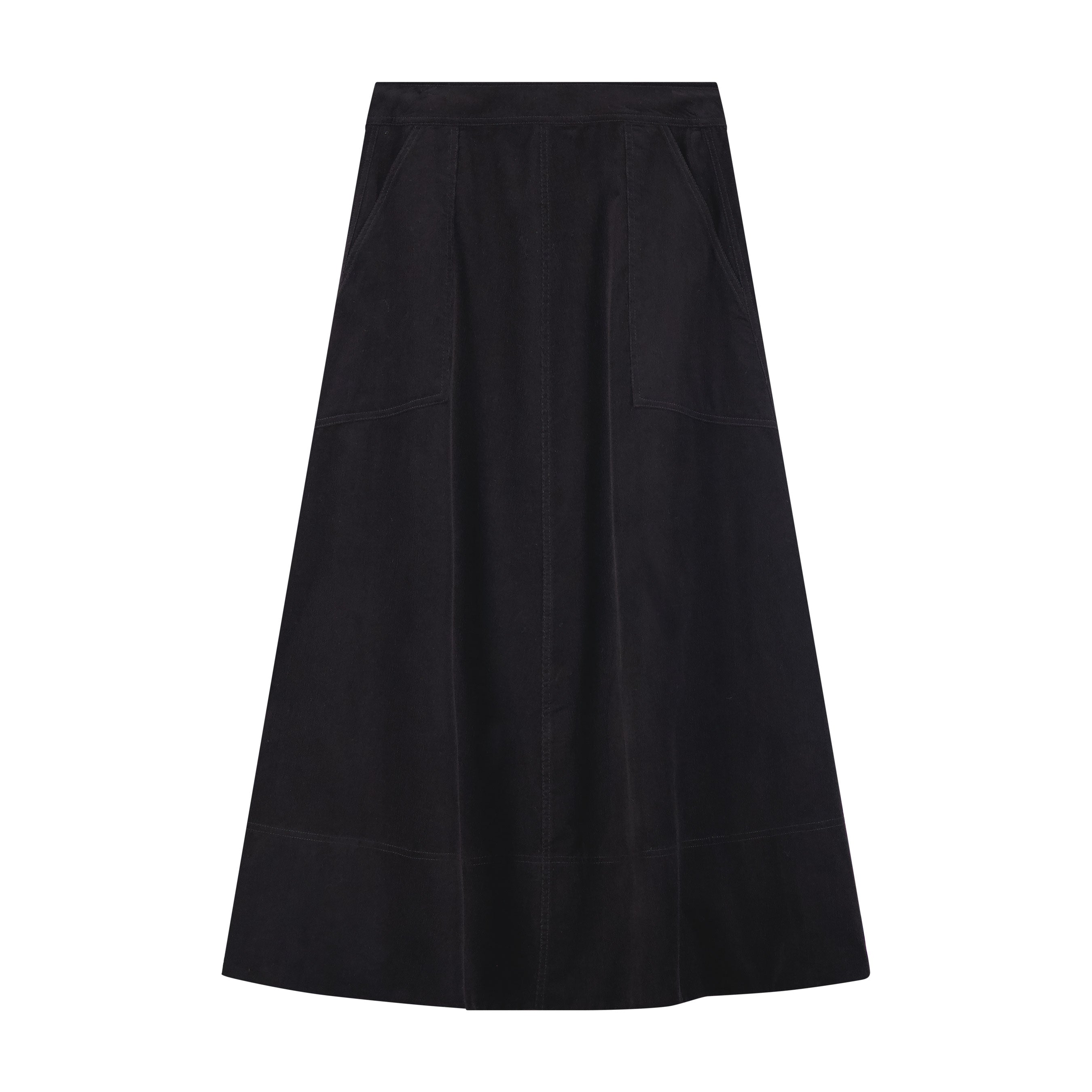 Corduroy Skirt With Big Pockets - Black