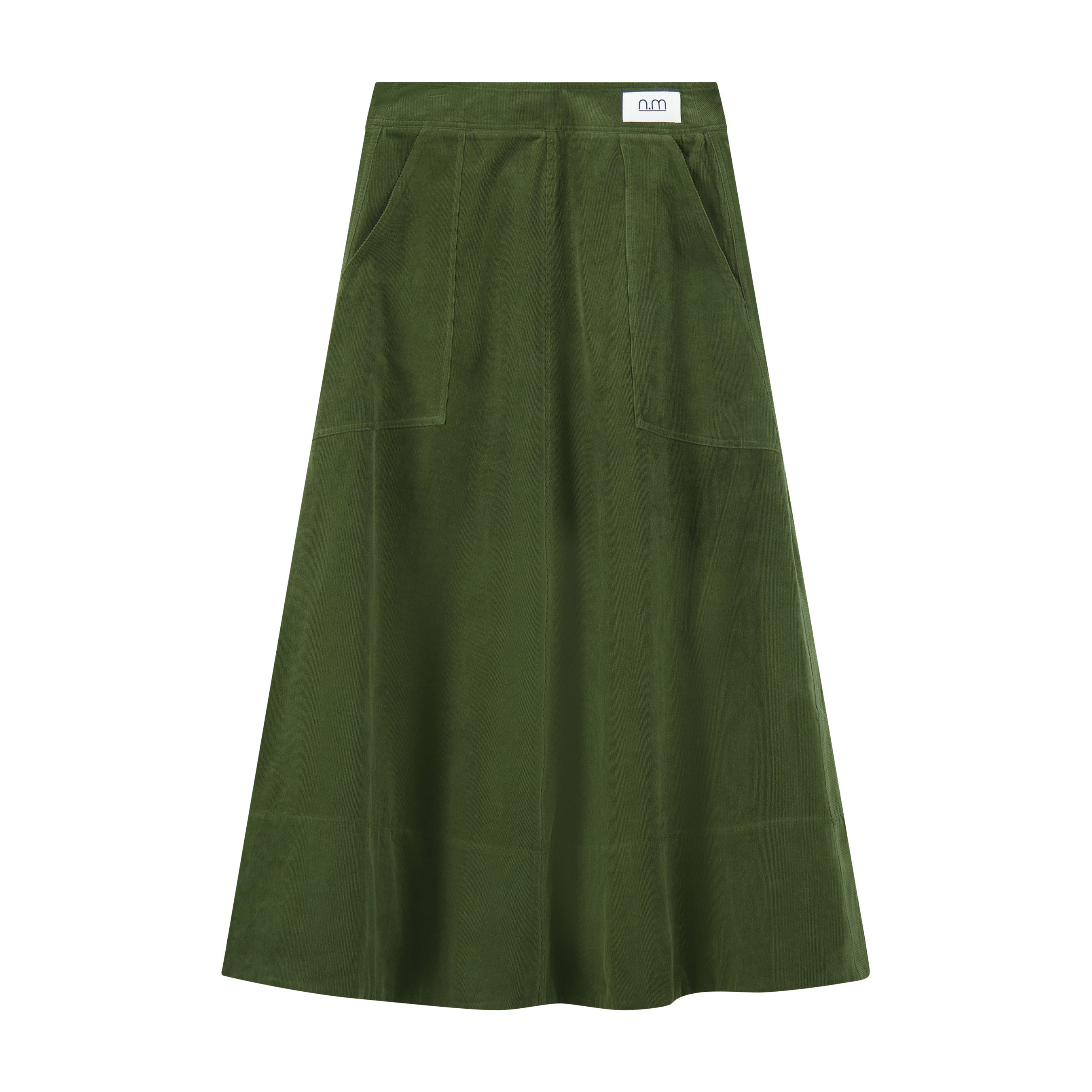 Corduroy Skirt With Big Pockets - Green