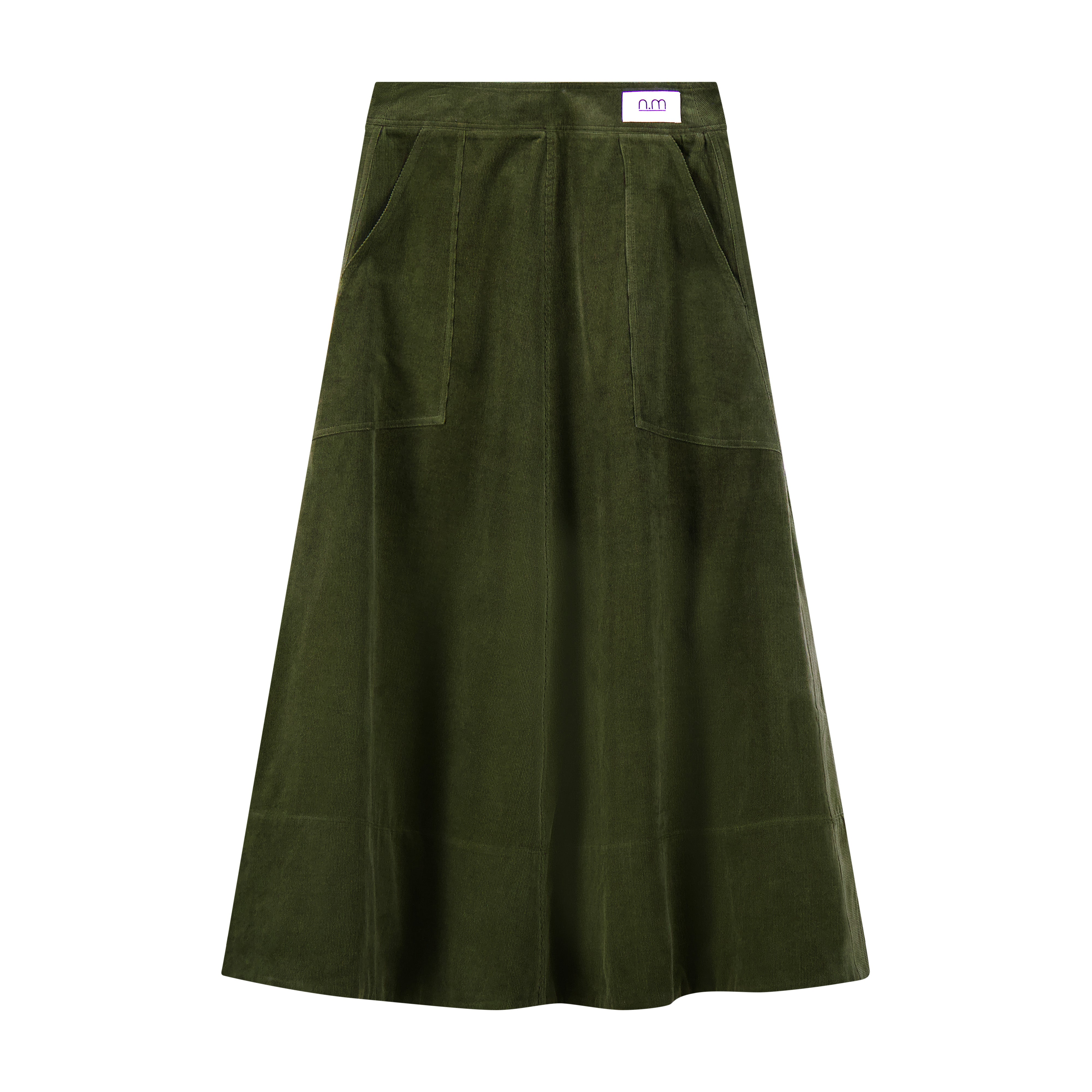 Corduroy Skirt With Big Pockets - Green