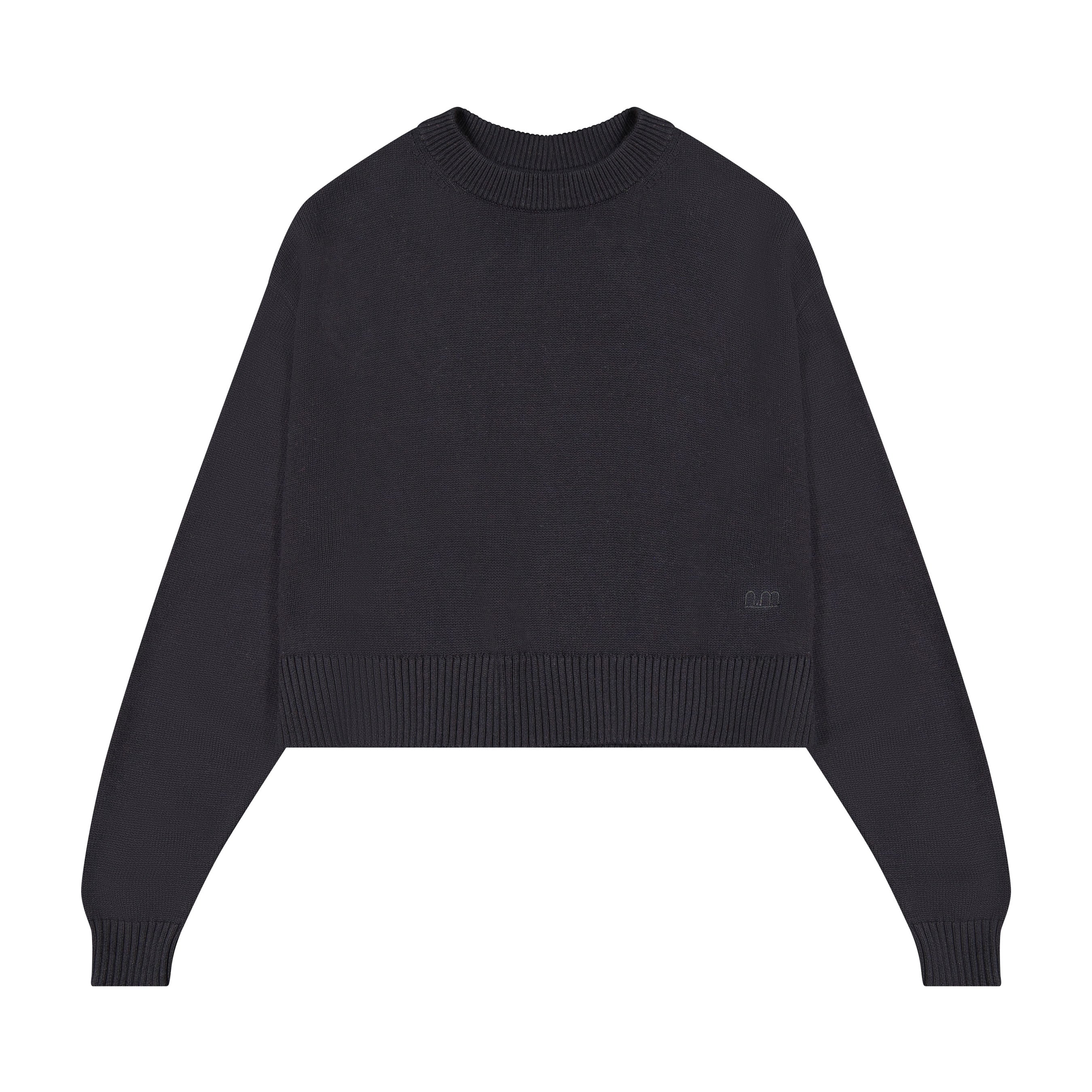 Knit Cropped Sweater For Slip Maxi - Black