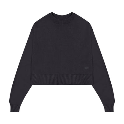 Knit Cropped Sweater For Slip Maxi - Black