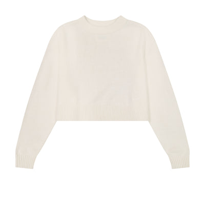 Knit Cropped Sweater For Slip Maxi - Ivory