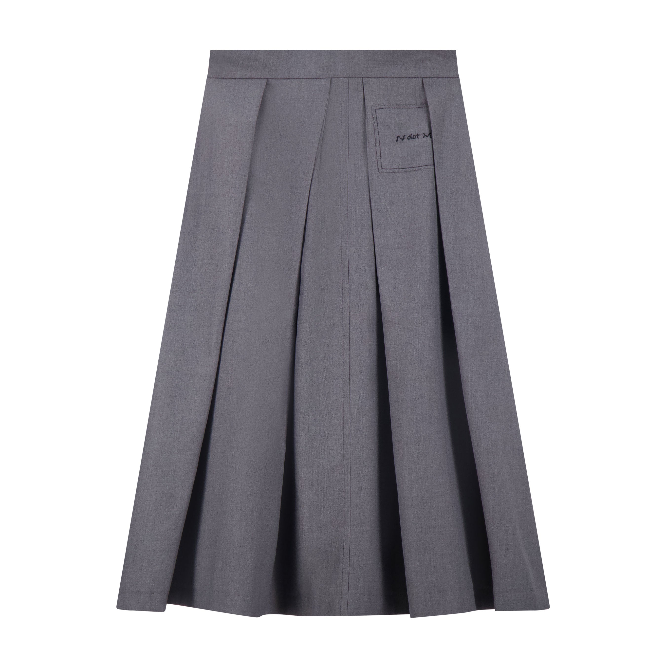 Pleated Wool Twill Skirt
