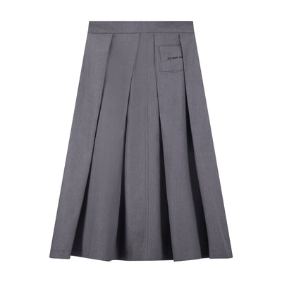 Pleated Wool Twill Skirt