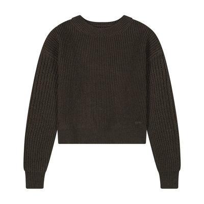 Chunky Knit Crewneck Sweater - Black