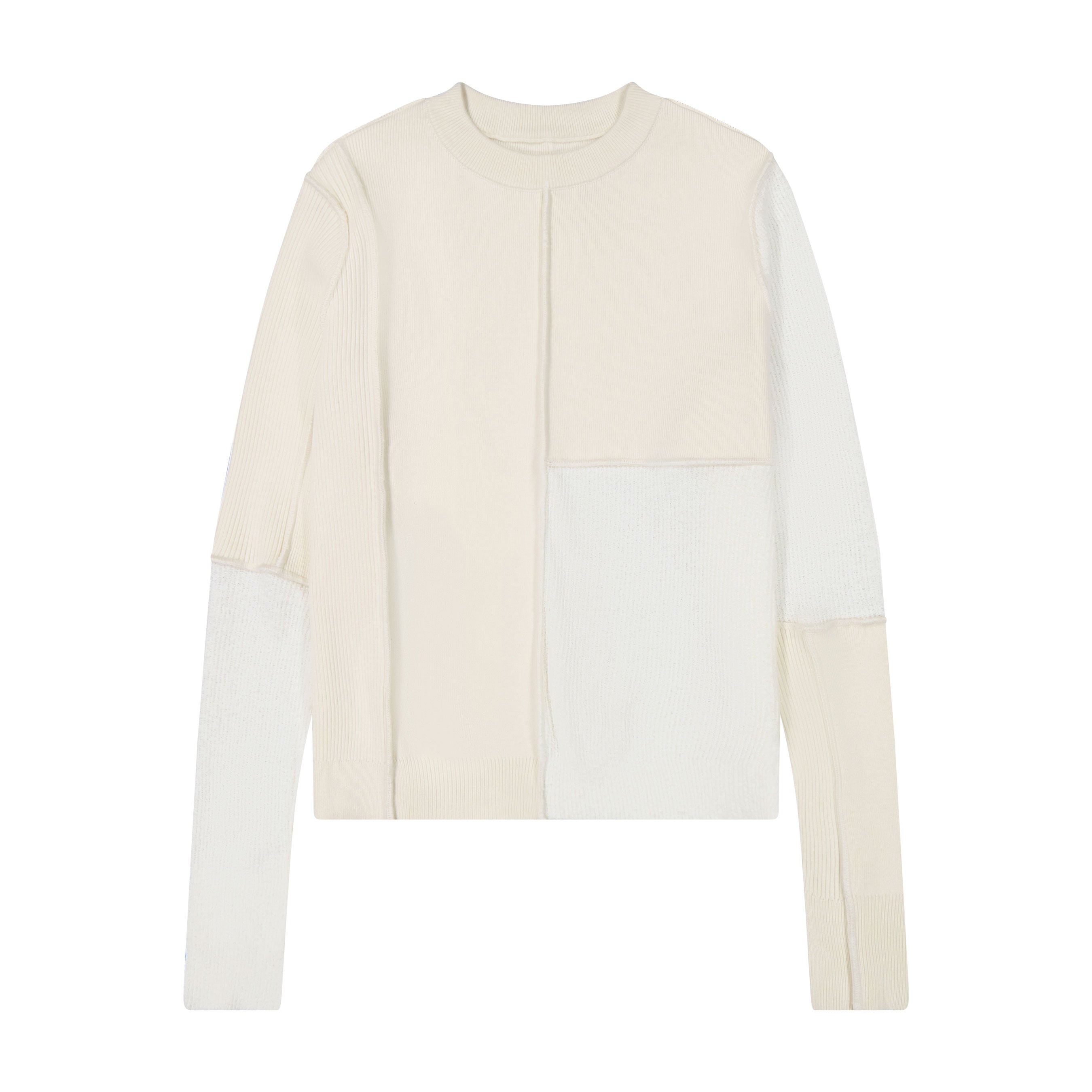 Mixed Media Crewneck Sweater - Ivory