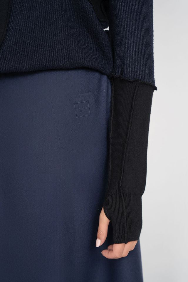 Mixed Media Crewneck Sweater - Black