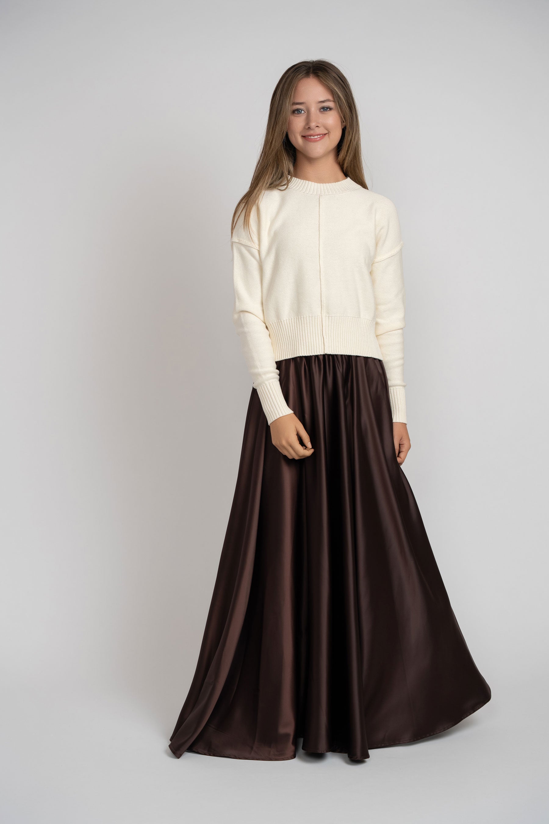 Maxi Circle Silky Skirt - Brown