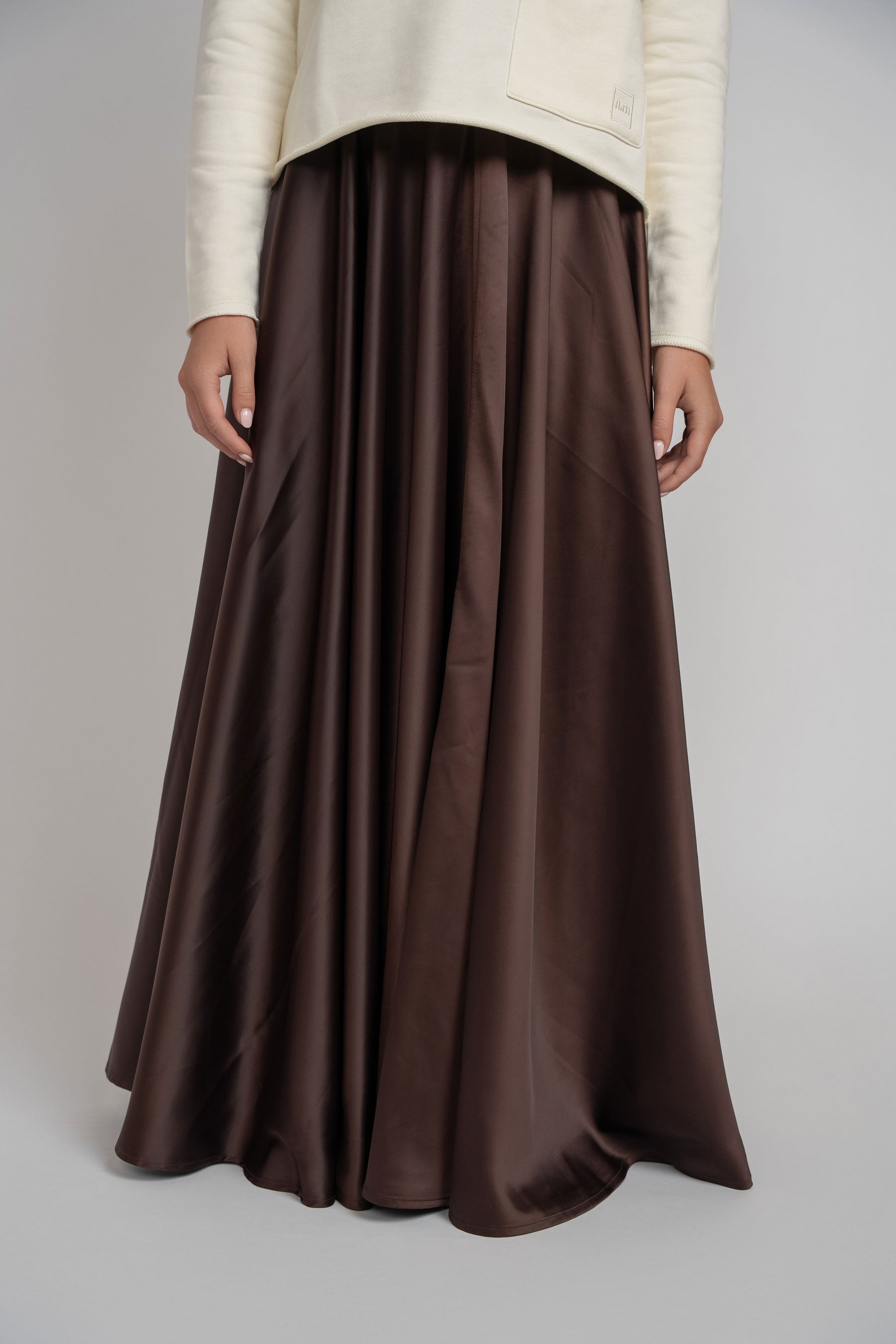 Maxi Circle Silky Skirt - Brown