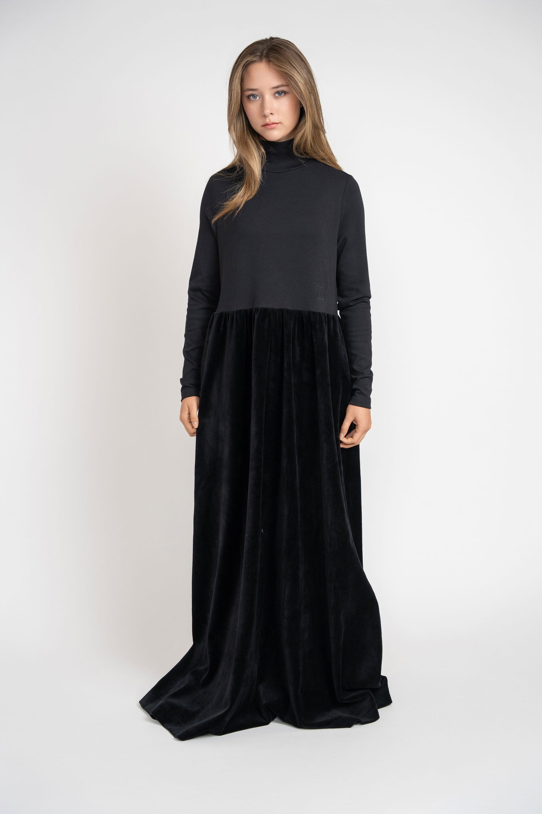 Jersey Top And Velour Bottom Maxi - Black