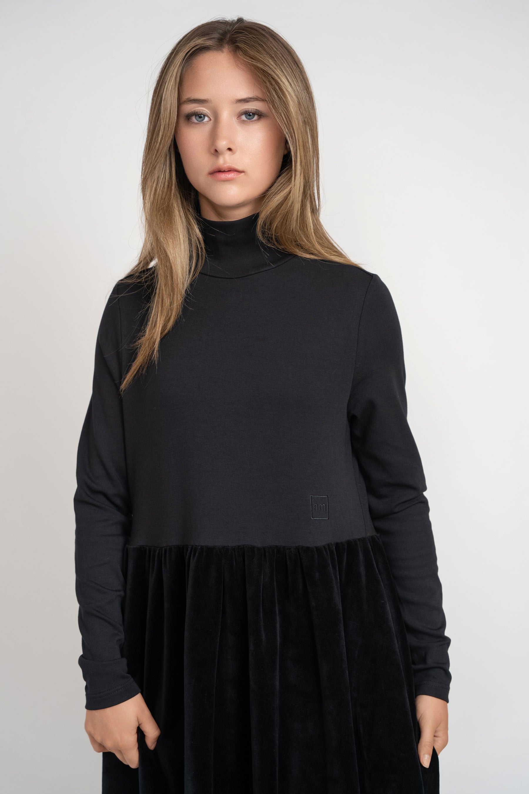 Jersey Top And Velour Bottom Maxi - Black