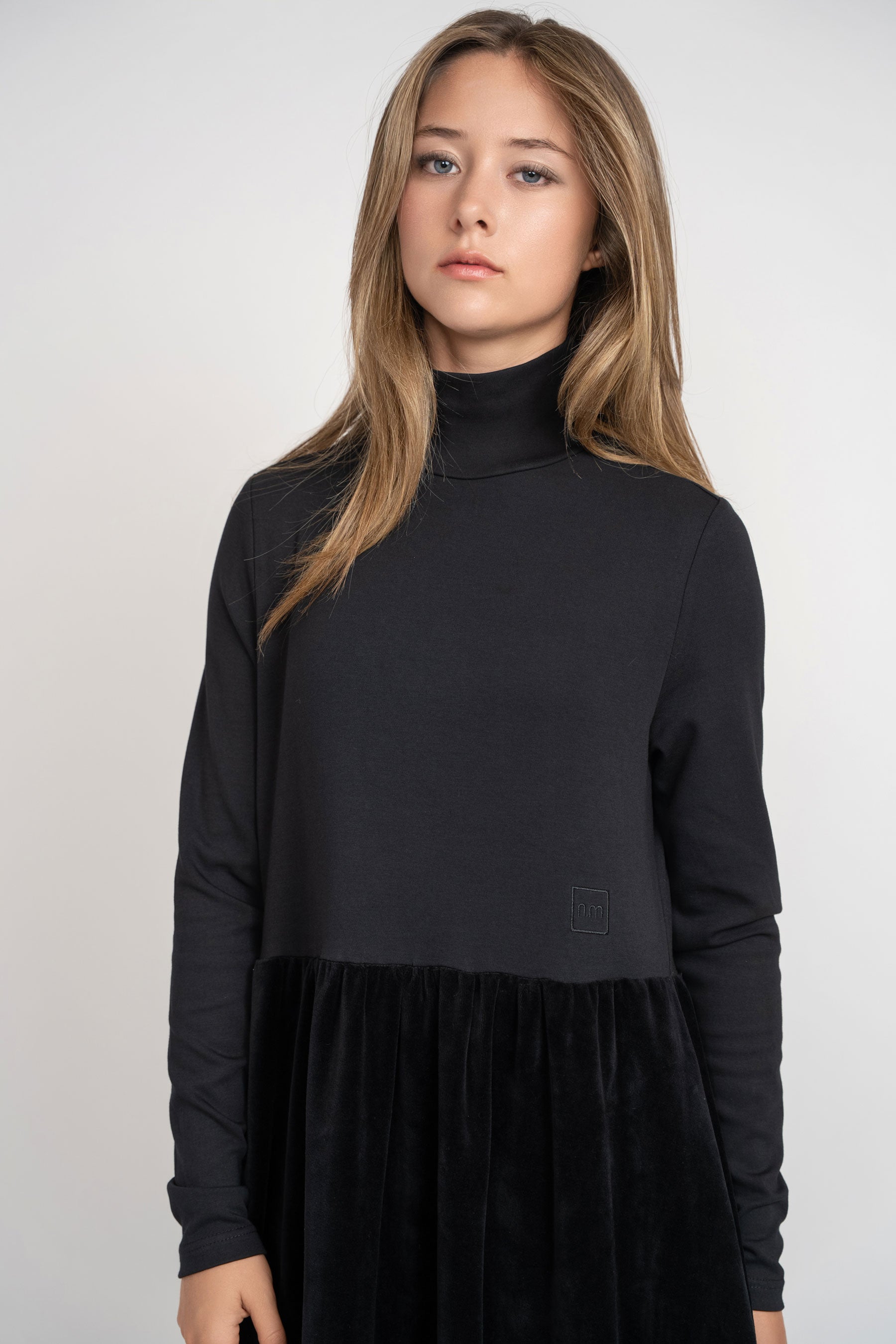 Jersey Top And Velour Bottom Maxi - Black