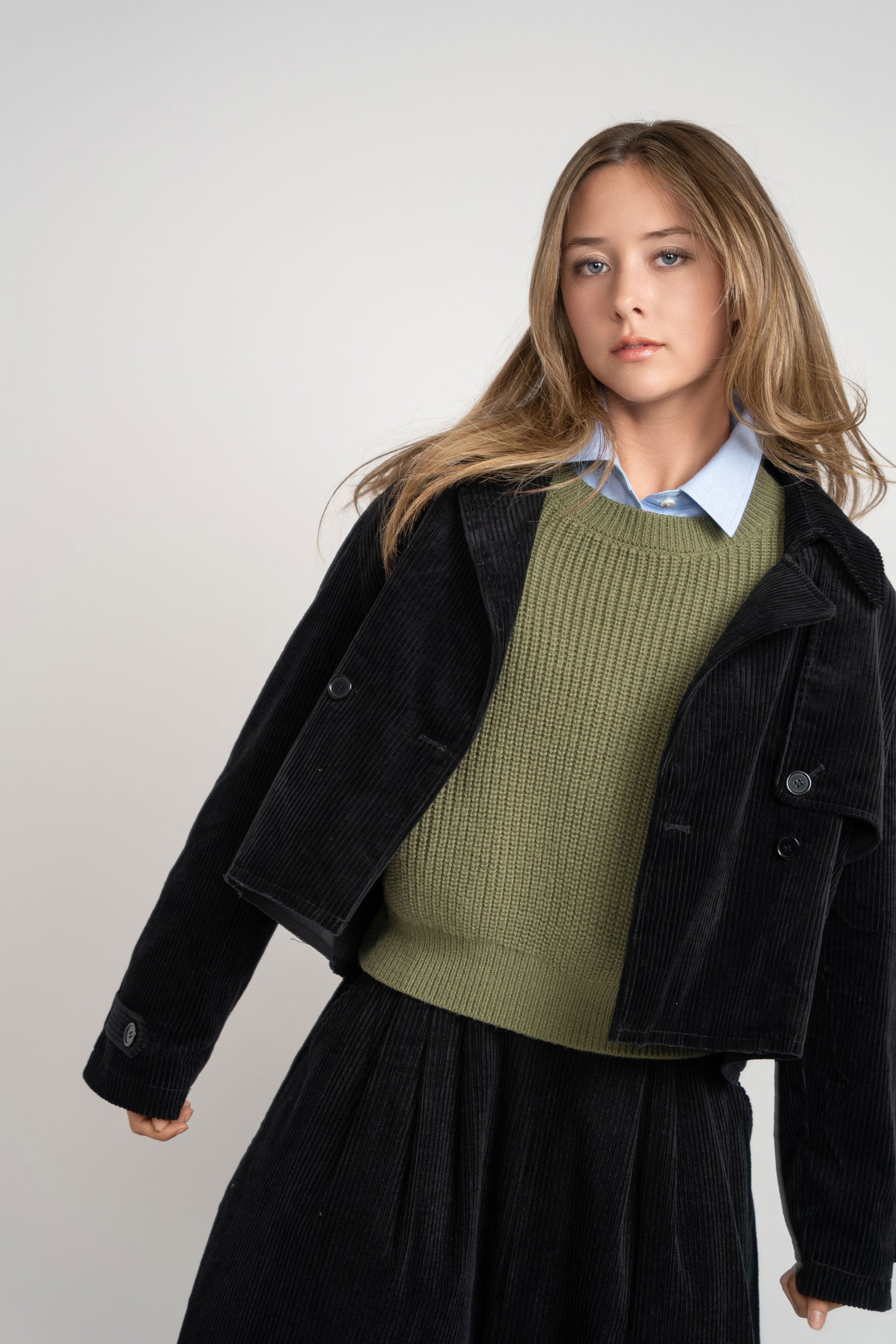 Chunky Knit Crewneck Sweater - Green