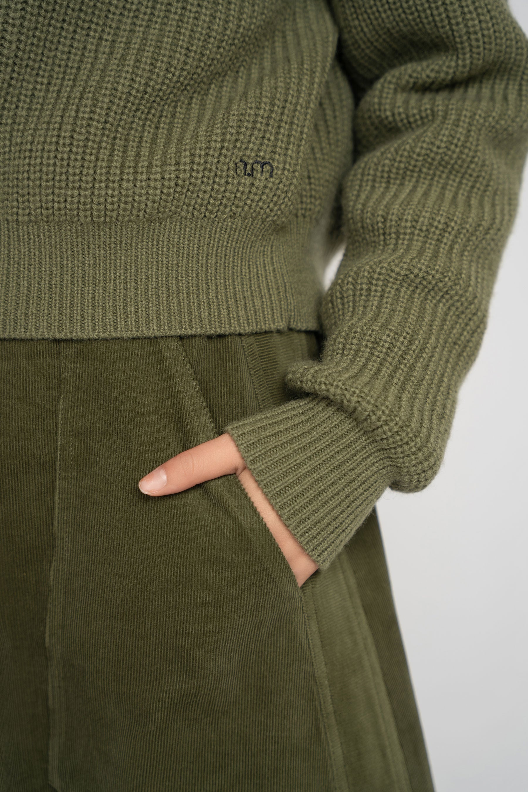 Chunky Knit Crewneck Sweater - Green