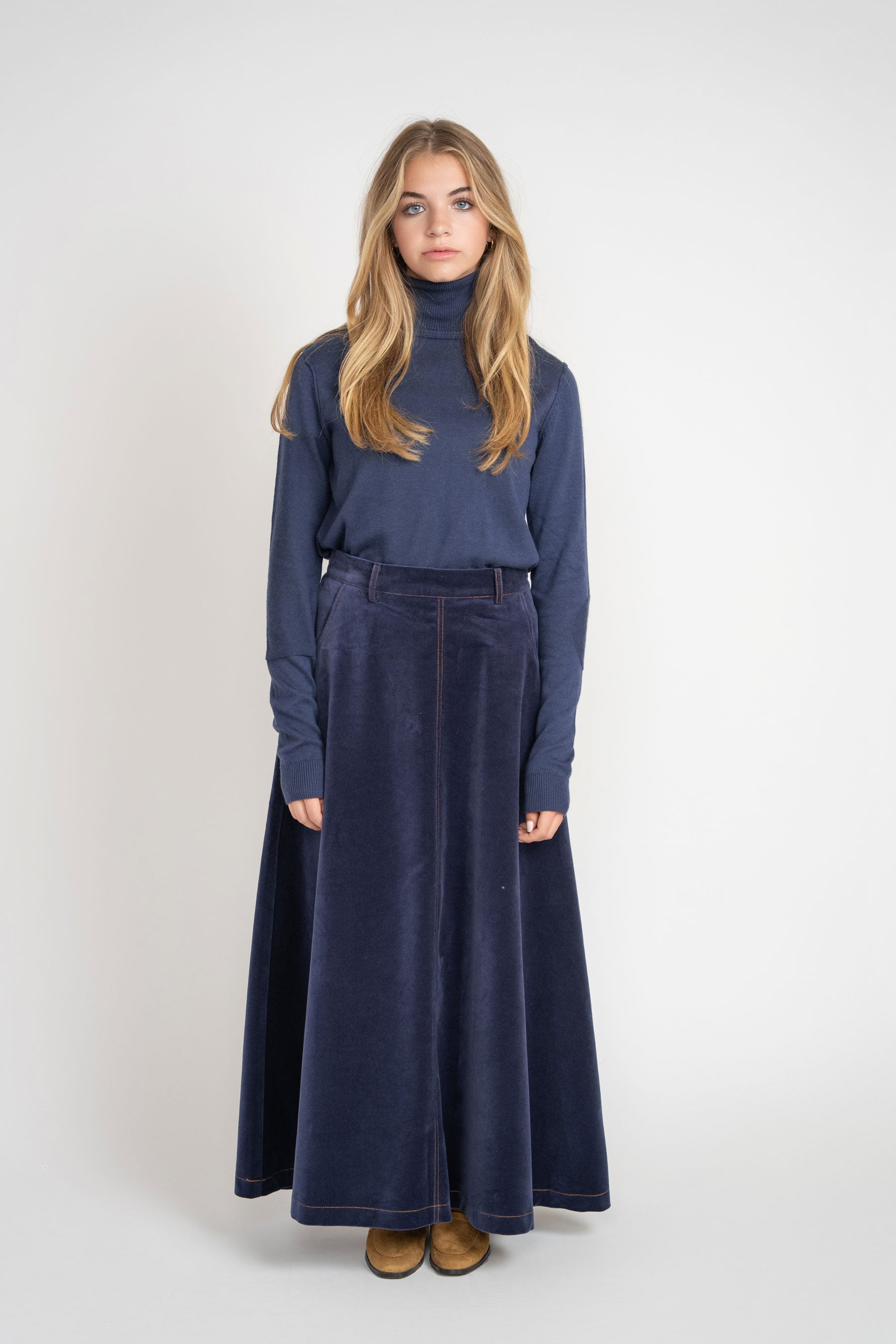 Knit Turtleneck Sweater - Blue