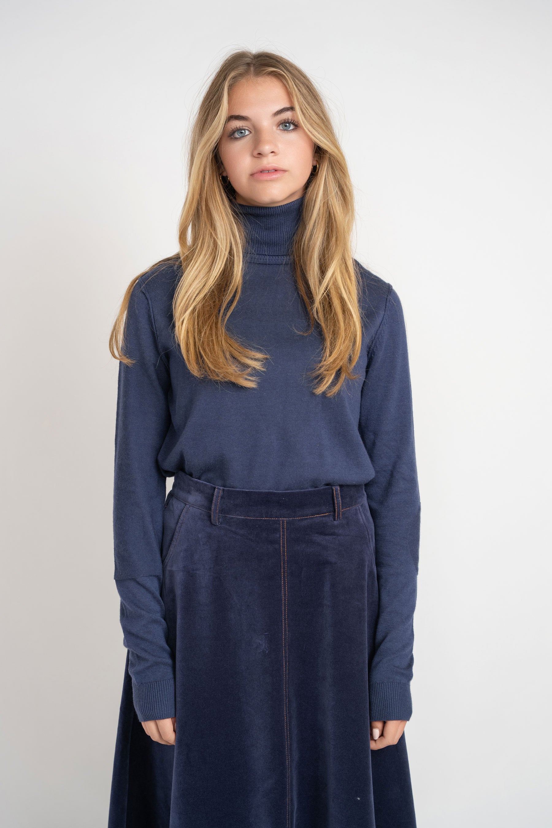 Knit Turtleneck Sweater - Blue