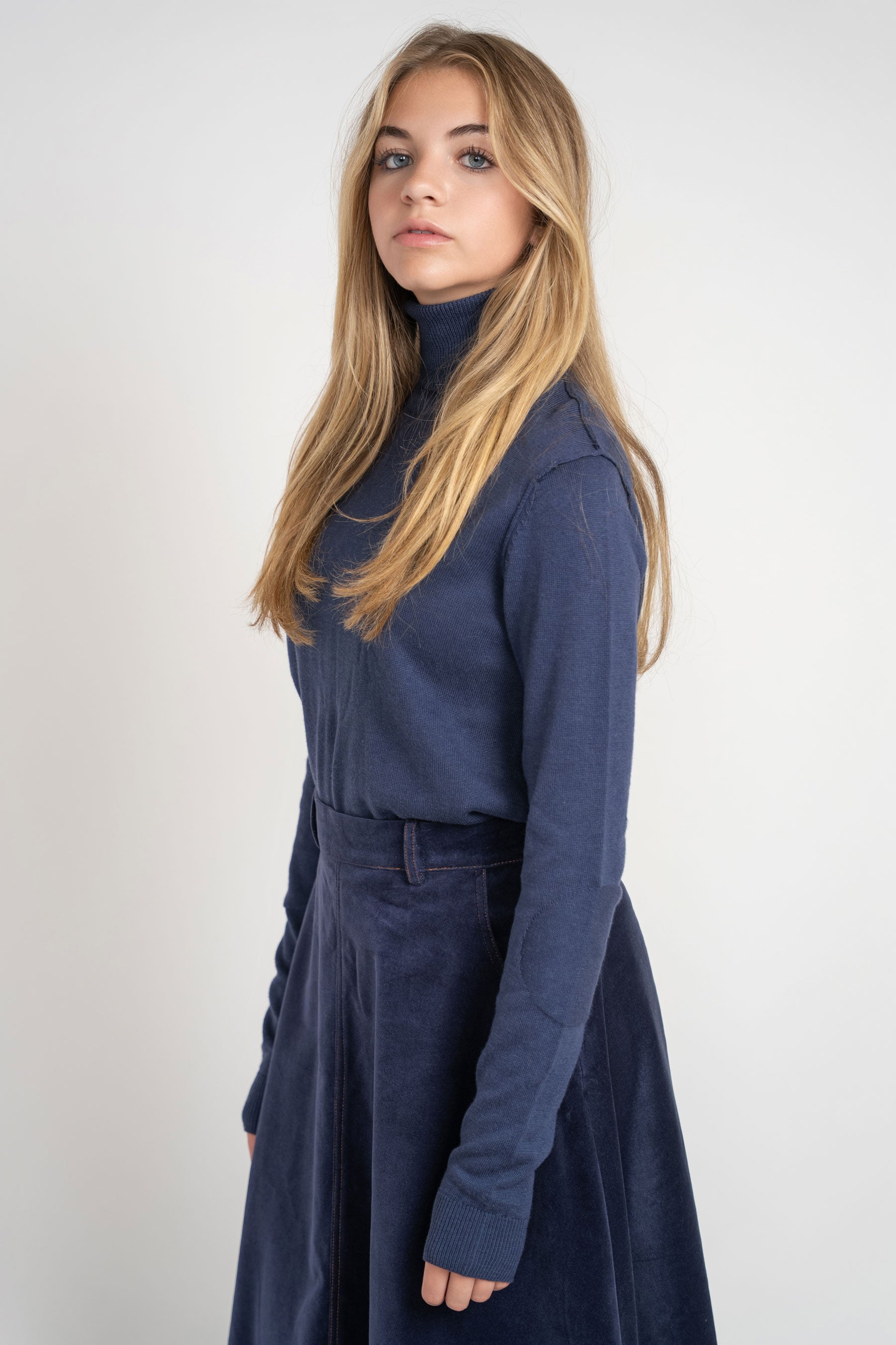 Knit Turtleneck Sweater - Blue