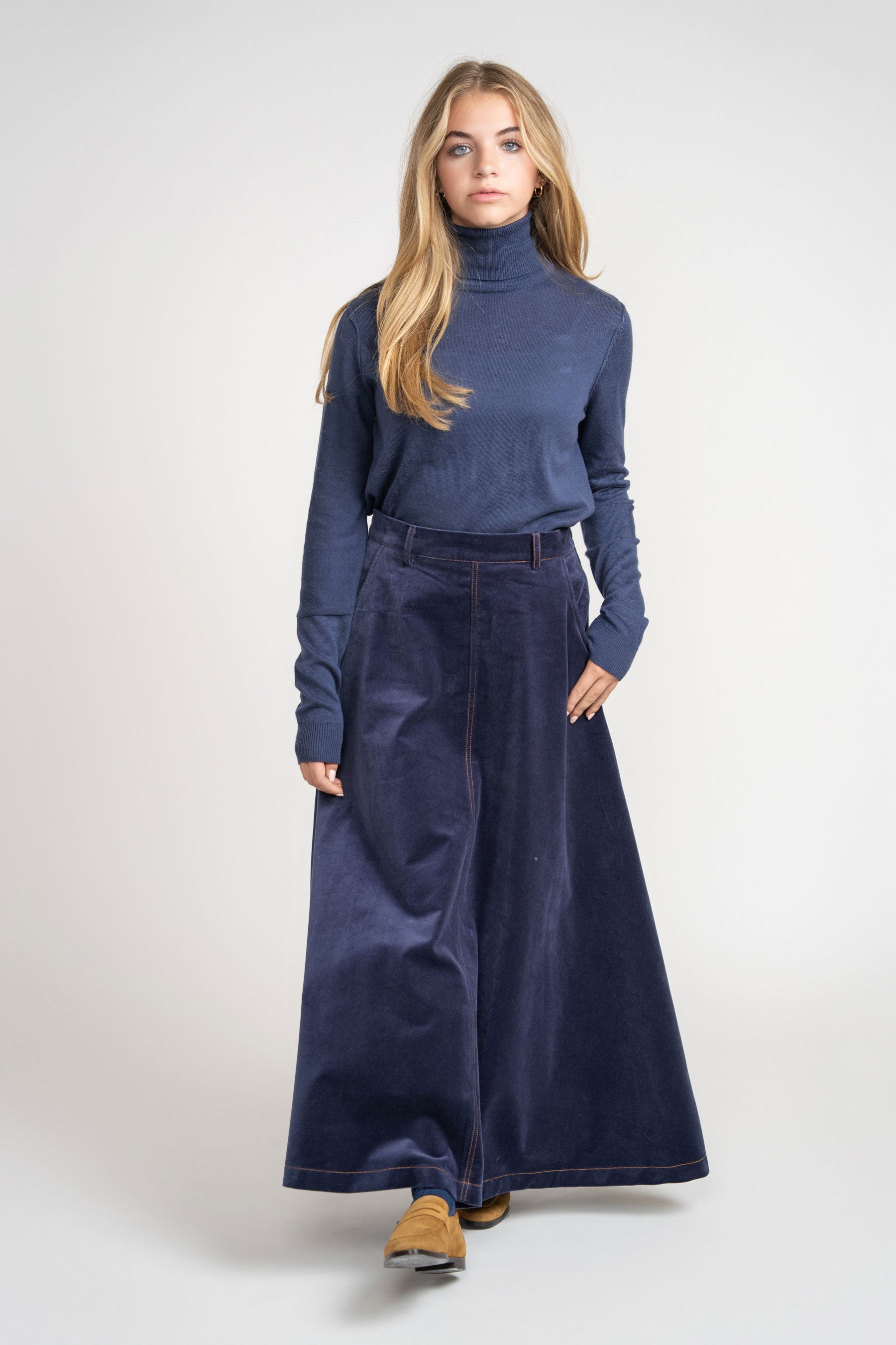 Knit Turtleneck Sweater - Blue