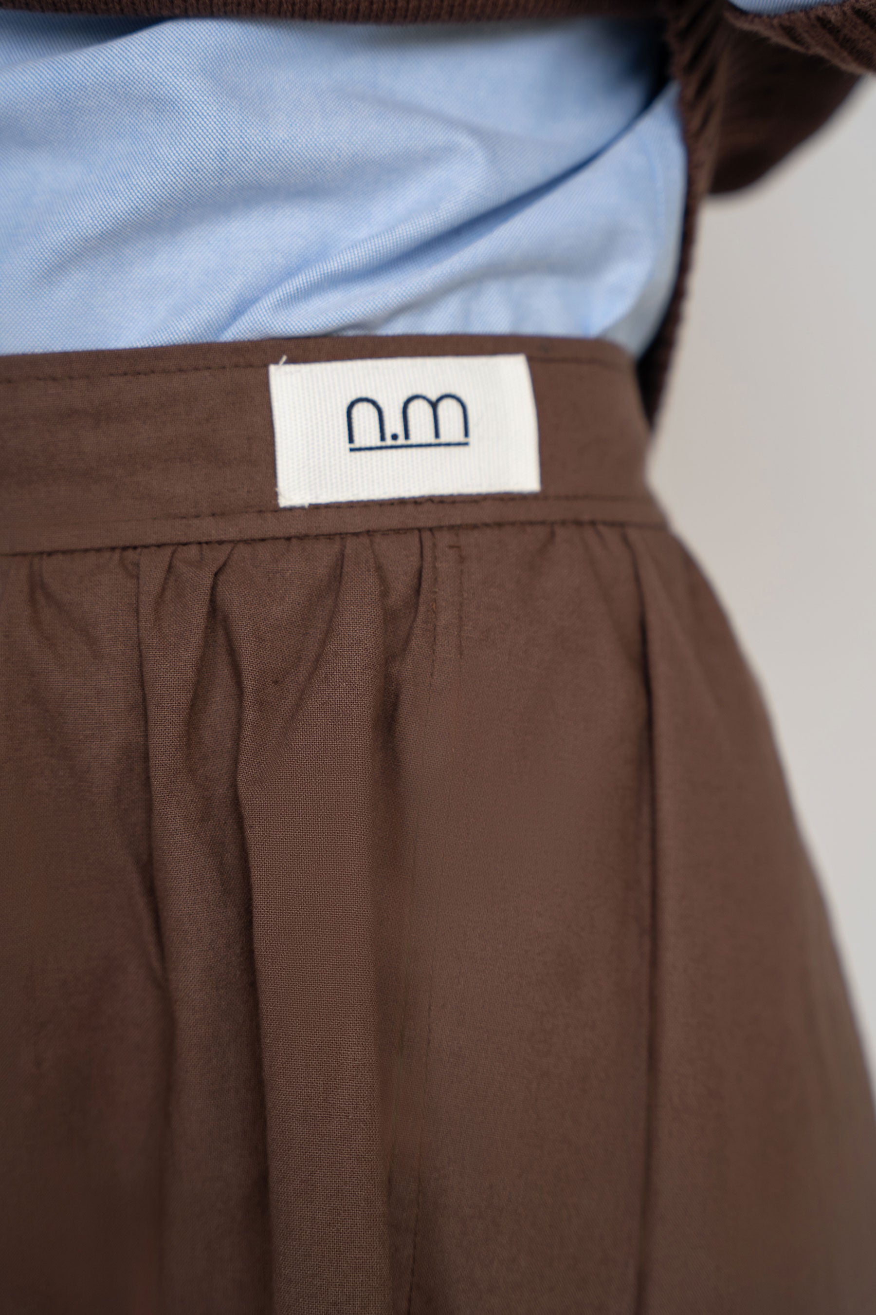 Cotton Gathered Skirt - Brown
