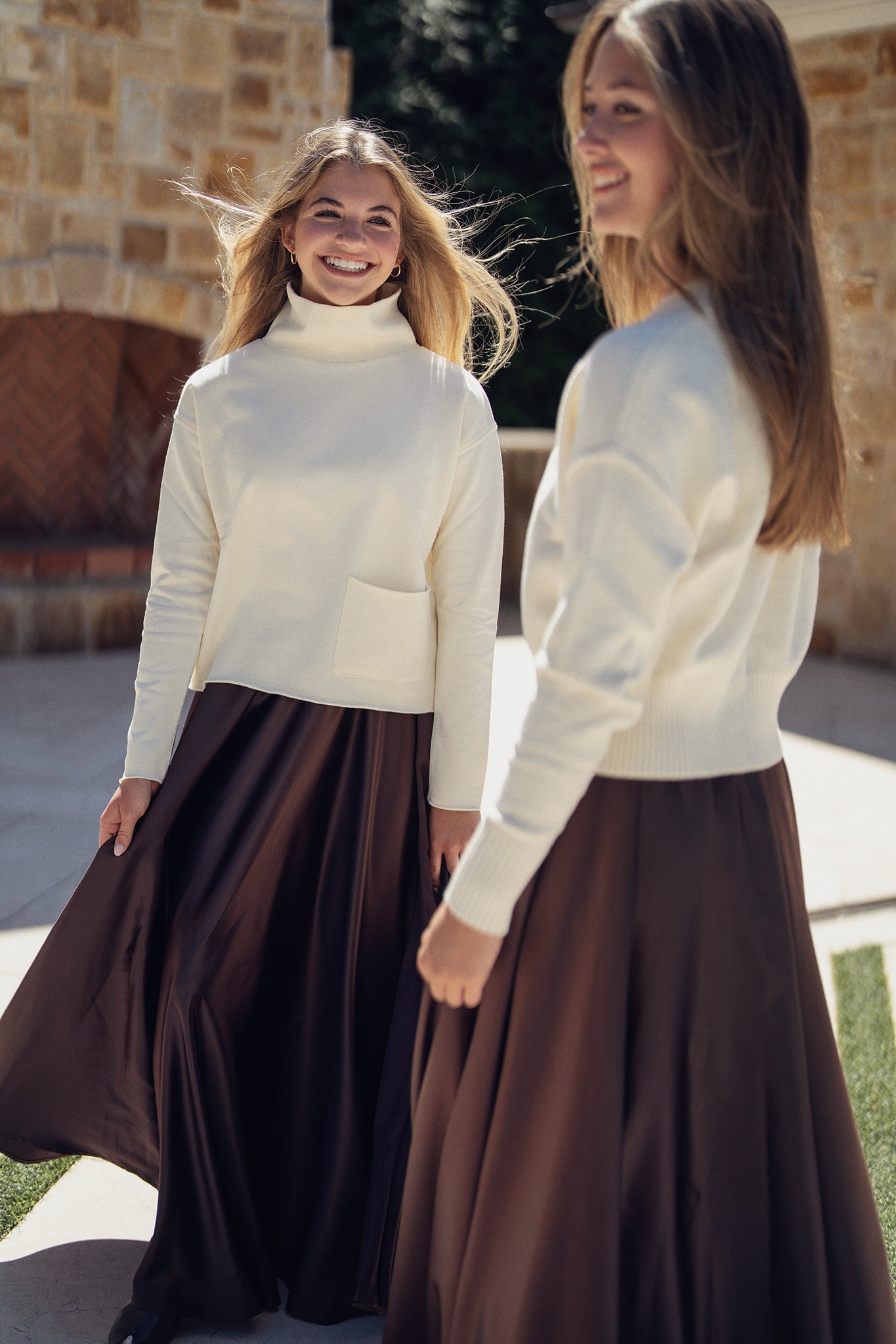 Maxi Circle Silky Skirt - Brown