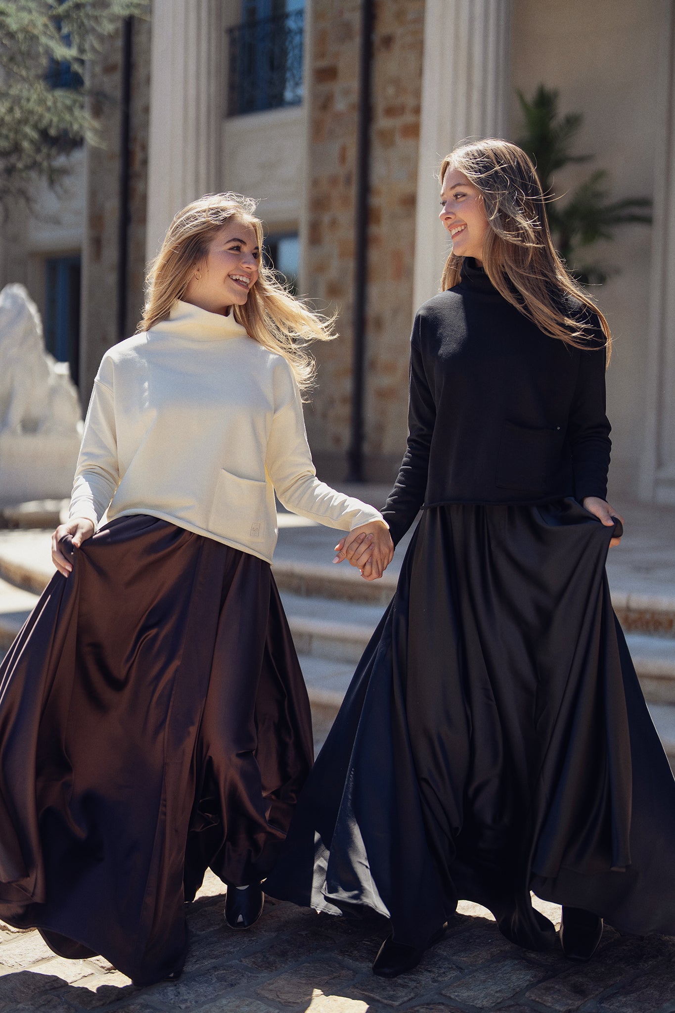 Maxi Circle Silky Skirt - Brown