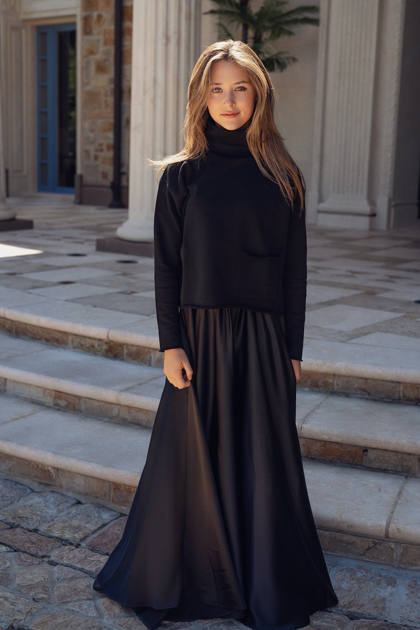 Maxi Circle Silky Skirt - Black