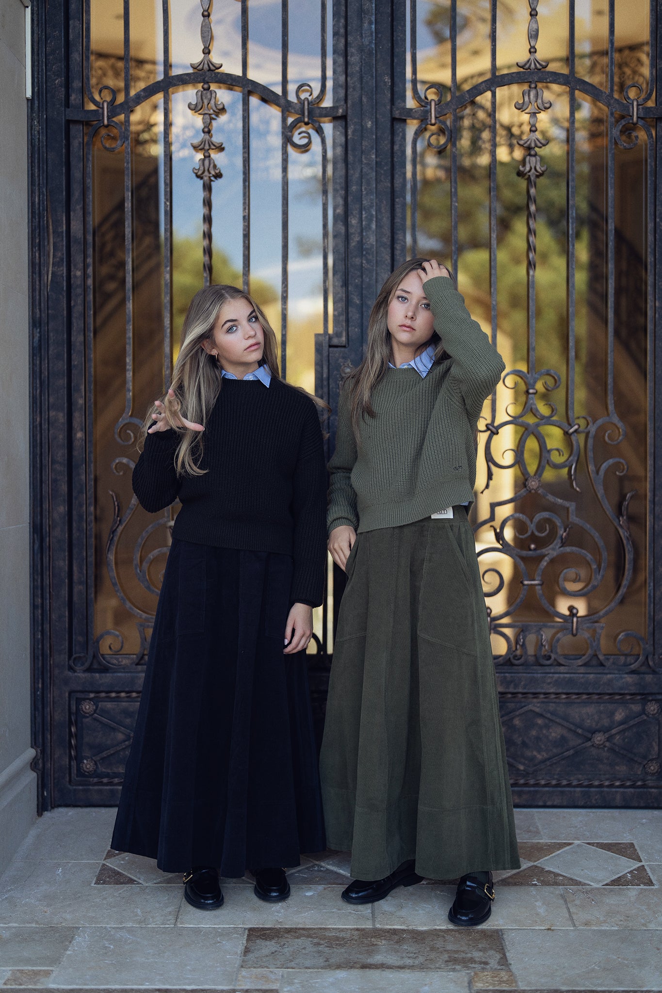 Corduroy Skirt With Big Pockets - Green