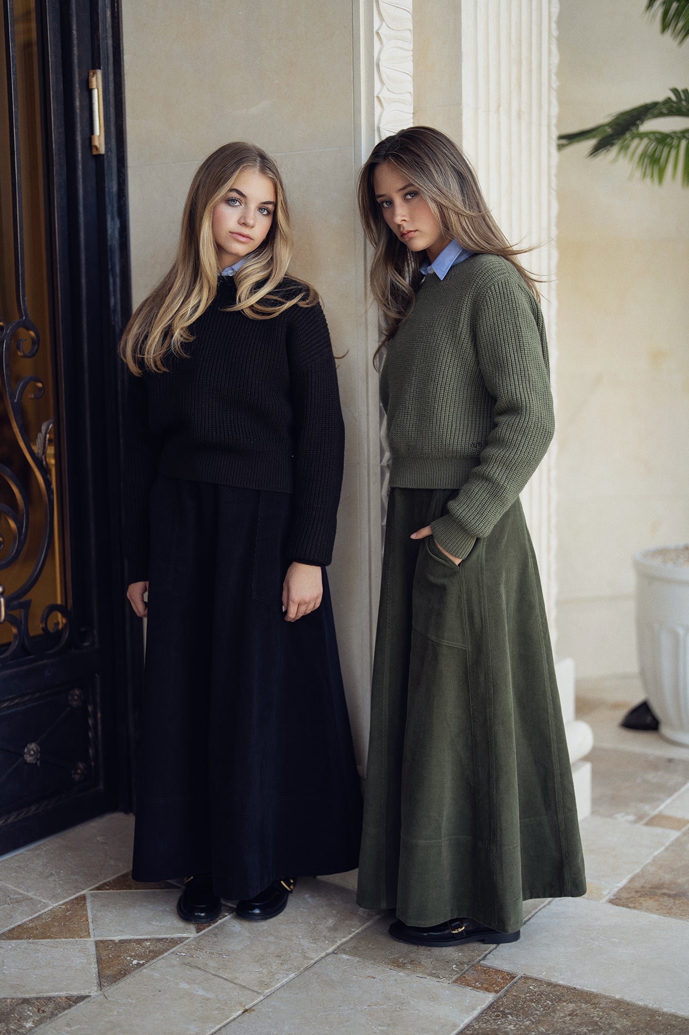 Corduroy Skirt With Big Pockets - Green