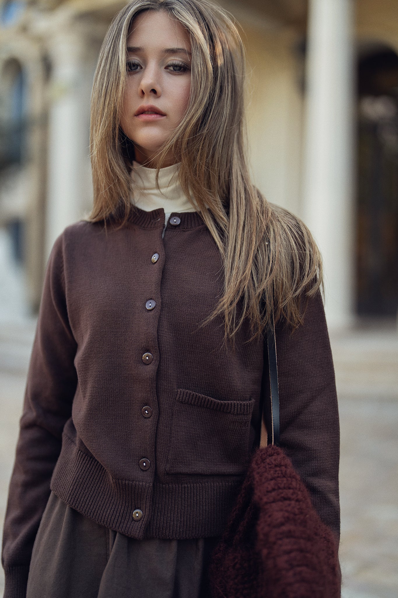Cotton Cardigan - Brown